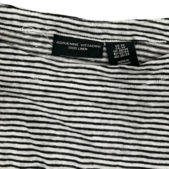 Adrienne Vittadini Striped 100% Linen Top 3X - Picture 5 of 5